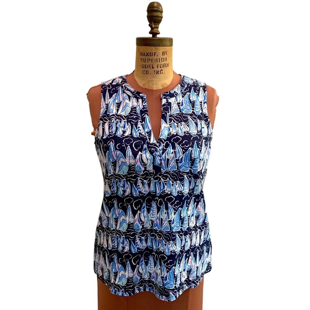 Lilly Pulitzer Dev Knit Top Size S Low Tide Navy Sails & Stripes Nautical Preppy